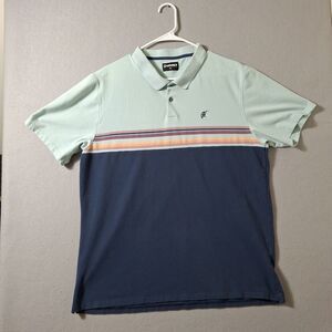 Hooey Cowboy Golf Polo Shirt Womens XXL Blue Colorblock Striped The Maverick